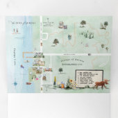 Cayuga Lake NY | Geïllustreerde bruiloft drievoudi Drieluik Uitnodiging (Binnenzijde eerst)