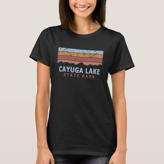 Cayuga Lake State Park, New York Retro Cool T-shirt (Voorkant)