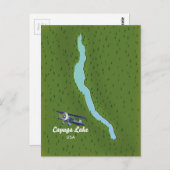 Cayuga Lake  stijl reiskaart Briefkaart (Voorkant / Achterkant)
