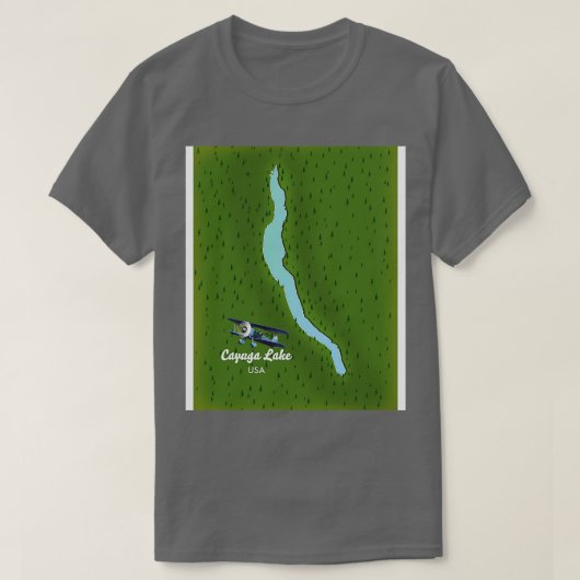 Cayuga Lake USA kaart T-shirt (Design voorkant)