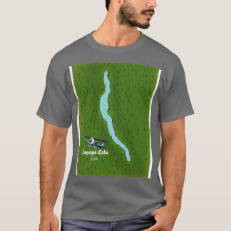 Cayuga Lake USA kaart T-shirt