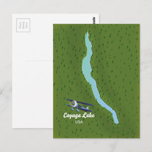 Cayuga Lake vintage stijl reisplattegrond Briefkaart