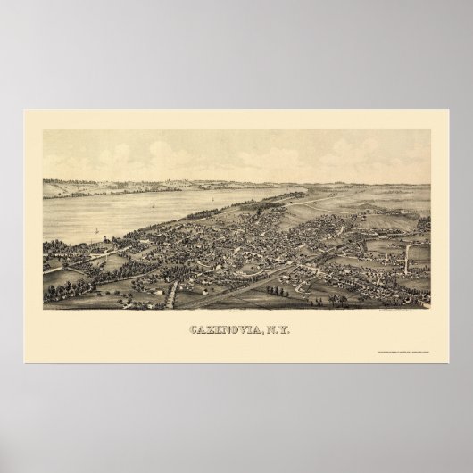 Cazenovia, NY Panoramic Map - 1890 Poster (Voorkant)