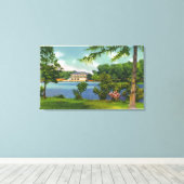 Cazenovia Park Uitzicht van het meer en het casino Canvas Afdruk (Insitu (Houten vloer))