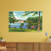Cazenovia Park Uitzicht van het meer en het casino Canvas Afdruk (Insitu (Woonkamer))