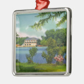 Cazenovia Park Uitzicht van het meer en het casino Metalen Ornament (Links)