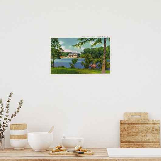Cazenovia Park Uitzicht van het meer en het casino Poster (Keuken)