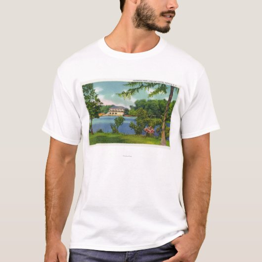 Cazenovia Park Uitzicht van het meer en het casino T-shirt (Voorkant)