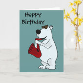 CB- koelen Ijsbeer die de Cartoon van de Saxofoon Kaart (Gele Bloem)