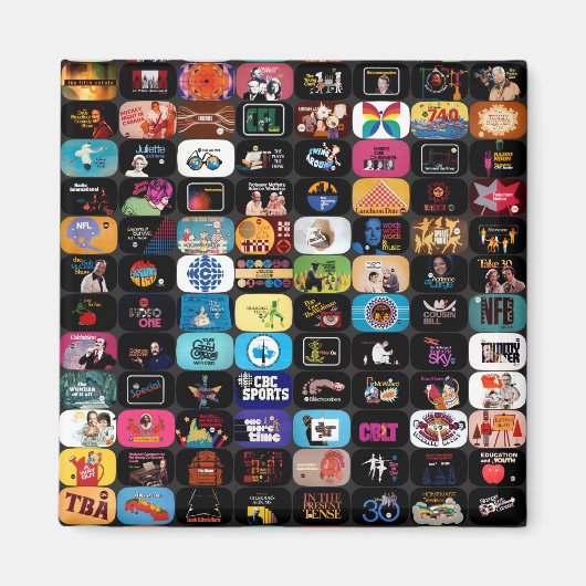 CBC-logo's en grafische vierkante magneet (Voorkant)