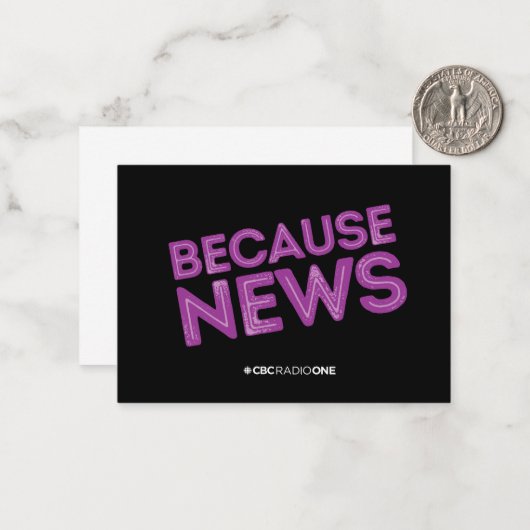 CBC Omdat nieuws Notitiekaartje (Voorkant / Achterkant in situ)