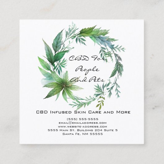 CBD Bladkrans Vierkante Visitekaartje (Achterkant)