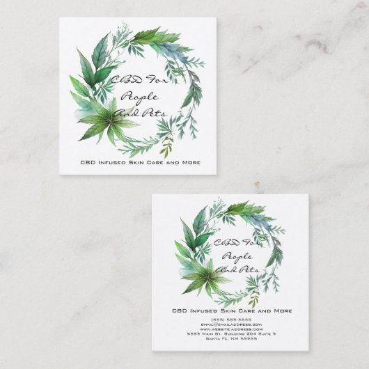 CBD Bladkrans Vierkante Visitekaartje (Voorkant / Achterkant)