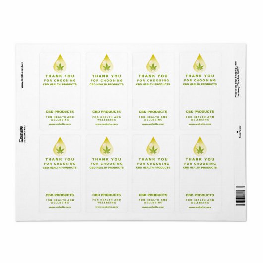 CBD Oil Drop Box Packaging Labels (Full Sheet)