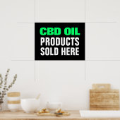 CBD-olieproducten verkocht hier Groen zwart bedrij Poster (Keuken)