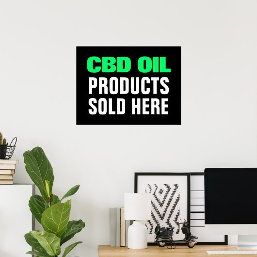 CBD-olieproducten verkocht hier Groen zwart bedrij Poster (Thuiskantoor)