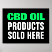 CBD-olieproducten verkocht hier Groen zwart bedrij Poster (Voorkant)
