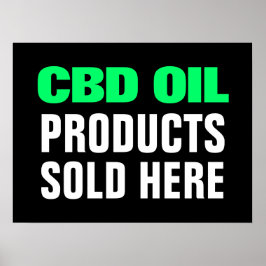 CBD-olieproducten verkocht hier Groen zwart bedrij Poster