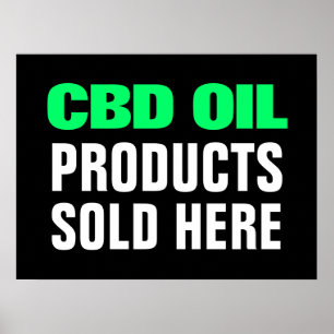 CBD-olieproducten verkocht hier Groen zwart bedrij Poster