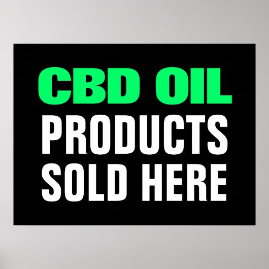 CBD-olieproducten verkocht hier Groen zwart bedrij Poster (Voorkant)