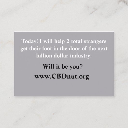 CBDnut.org Company Pop Ups Visitekaartje (Achterkant)