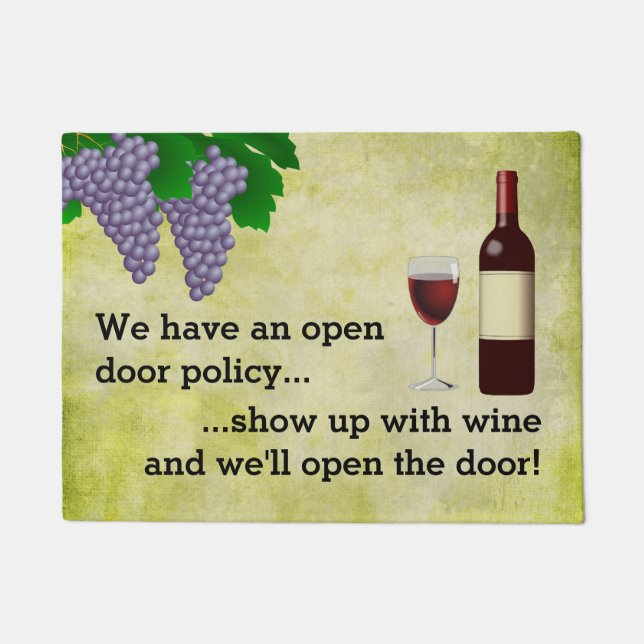 CBendel Funny Wine Lovers Open Door Policy Deurmat (Voorkant)