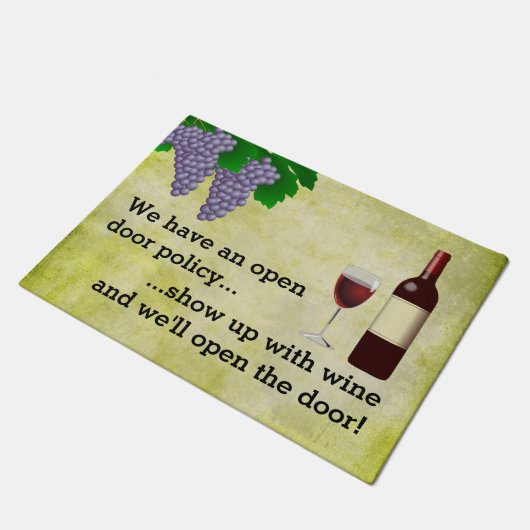 CBendel Funny Wine Lovers Open Door Policy Deurmat (Schuin)