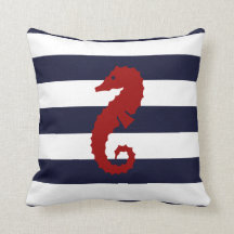 CBendel Nautical Blue Stripe Seahorse Whale Pillow