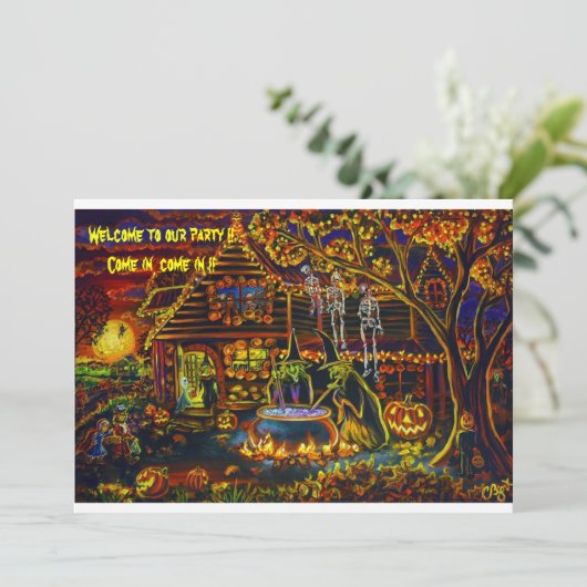 CBjork, Halloween Witch Party Uitnodigingen (Staand voorkant)