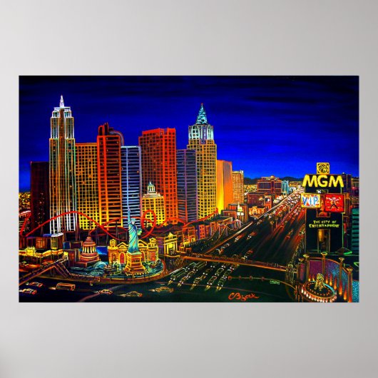 CBjork Las Vegas Cityscape Casinos Poster (Voorkant)