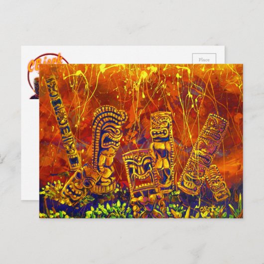 CBjork Tiki Hot Lava-douches Briefkaart (Voorkant / Achterkant)