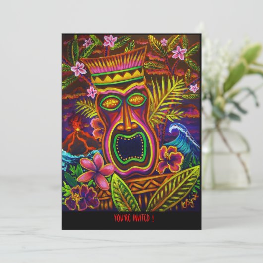 CBjork Uitnodigingen Tacky Tiki Partij (Staand voorkant)