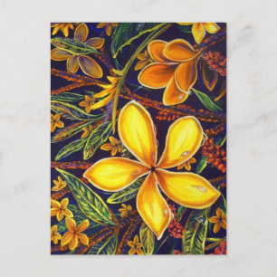 CBjork Yellow Island Plumeria Art Briefkaart