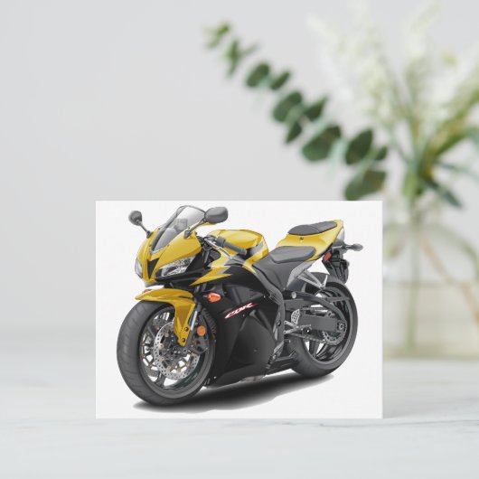 CBR 600 gele-zwarte bijt Briefkaart (Staand voorkant)