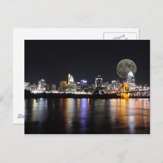 Cburn nat skyline met de maan briefkaart (Voorkant / Achterkant)