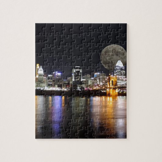 Cburn nat skyline met de maan legpuzzel (Verticaal)