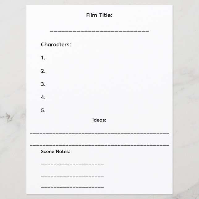 CC Productions Mini Storyboardblad (Voorkant)