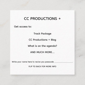 CC Productions+ Vierkante Visitekaartje