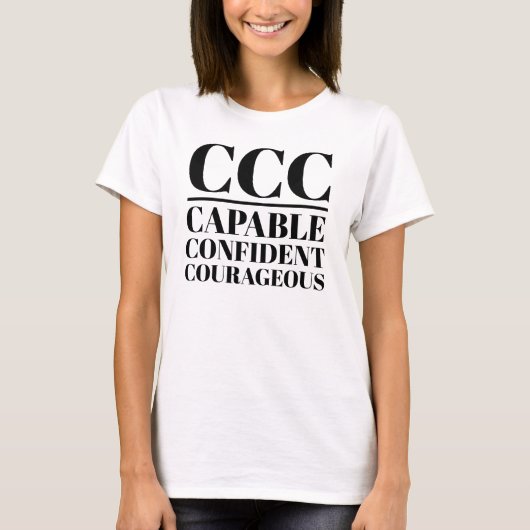 CCC - Capabel, zelfverzekerd, moedig T-shirt (Voorkant)