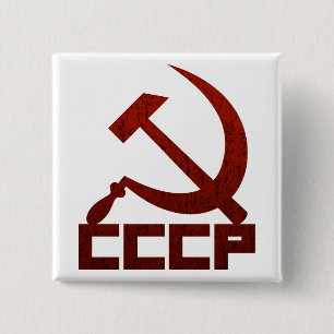 CCCP Hamer en Sikkel Vierkante Button 5,1 Cm