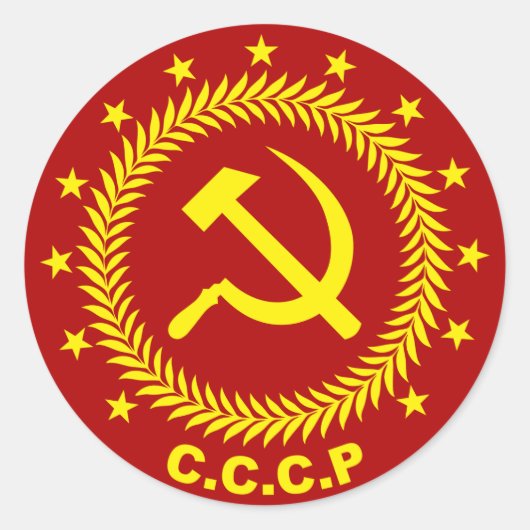 CCCP hamer sikkelembleem Ronde Sticker (Voorkant)