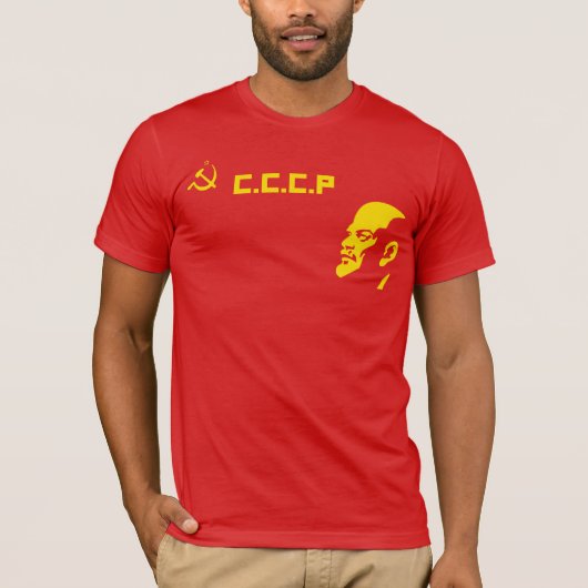 CCCP Hammer en Sickle Lenin Retro T Shirt (Voorkant)