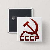 CCCP Hammer & Sickle Vierkante Button 5,1 Cm (Voorkant /achterkant)