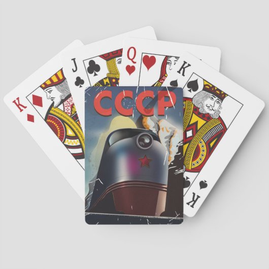 CCCP Oud-Sovjetisch Locomotiefposter Pokerkaarten (Achterkant)