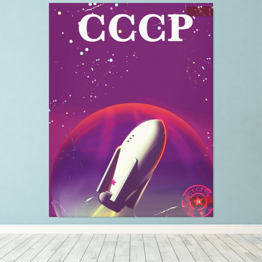 CCCP-reisposter voor de Sovjetruimte Canvas Afdruk (Insitu (Houten vloer))