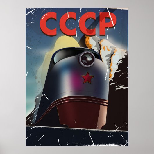 CCCP Retro vintage Sovjet trein Poster (Voorkant)
