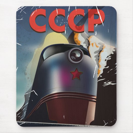CCCP Retro vintage Sovjet trein Poster Muismat (Voorkant)