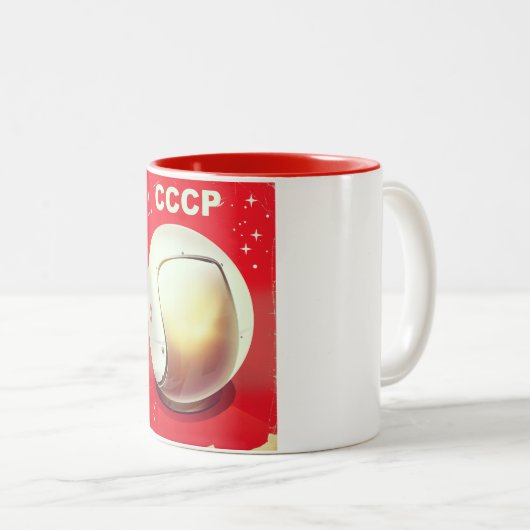 CCCP  rood Sovjet-poster Tweekleurige Koffiemok (Voorkant rechts)