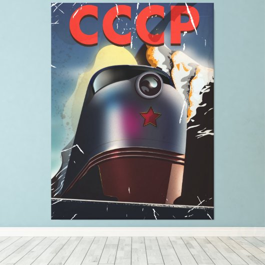 CCCP  Sovjet-locomotief Poster Canvas Afdruk (Insitu (Houten vloer))