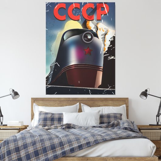 CCCP  Sovjet-locomotief Poster Canvas Afdruk (Insitu (Slaapkamer))